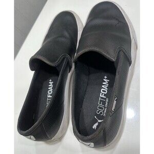 PUMA BARI CAT LEATHER SLIP-ON SNEAKERS WOMENS SIZE 6.5 - BLACK